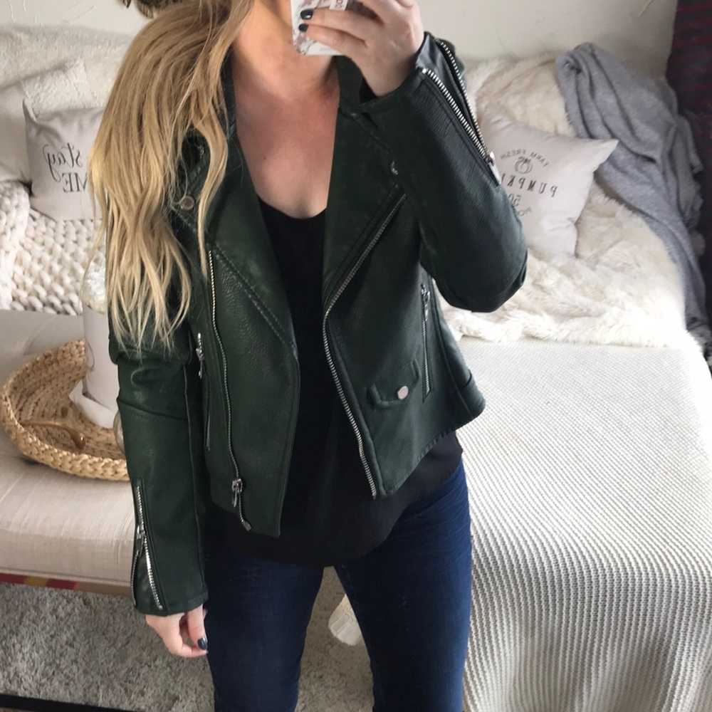 Faux leather moto jacket